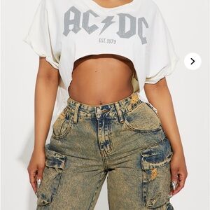AC/DC White Crop Top